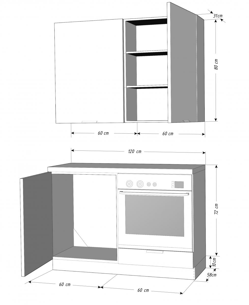 Kuchnia Peo 120cm wymiary