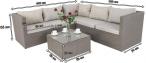 Komplet ogrodowy z technorattanu FARLITO IX CORNER Grey & Ivory