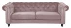 Actona Charlietown różowa welurowa sofa z pikowaniem front