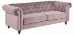 Actona Charlietown różowa welurowa sofa z pikowaniem chesterfield