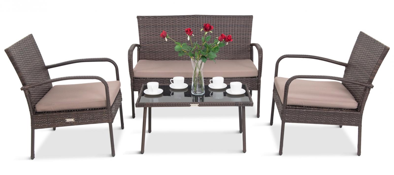 morrone brown zestaw mebli technorattanowych