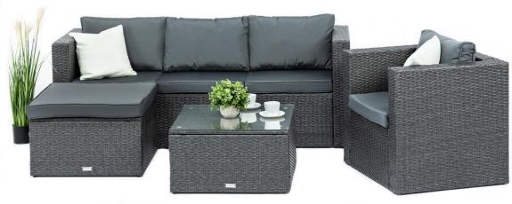 Ciemnoszary zestaw mebli ogrodowych ze stolikiem kawowym