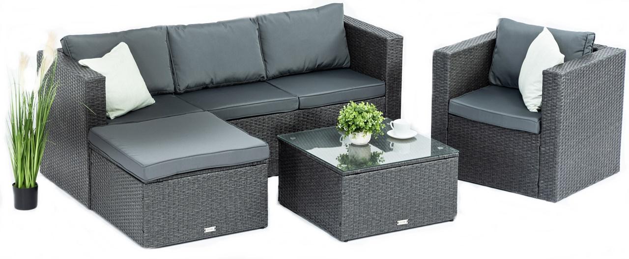 ciemnoszary zestaw ogrodowy modułowy ze stolikiem kwadratowym