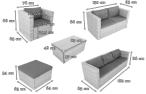 Set de grădină din tehnorattan antracit pentru 8 persoane Stefano Grande - wymiary