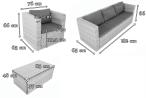 Meble ogrodowe z technorattanu Stefano Set Max Grey - wymiary