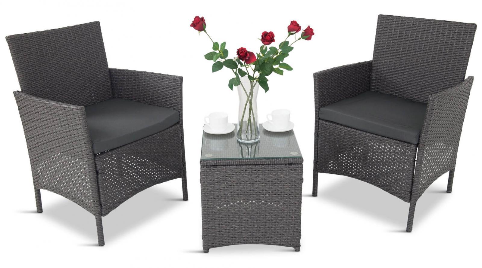 komplet technorattanowy na balkon ze stolikiem kawowym