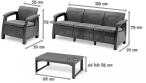 Set mobilier terasă CFLM8 cu măsă reglabilă, pentru 8 persoane, Grafit - Gri - wymiary