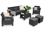 Meble ogrodowe Corfu Set Max Grafit Szare + pufy