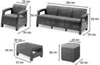 Meble ogrodowe Corfu Set Max Grafit Szare + pufy