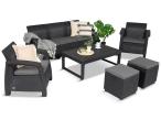 Súprava záhradného nábytku s polohovateľným stolom Corfu Set Lyon Max Graphite + pufy