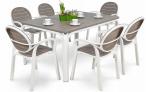Meble obiadowe z rozkładanym stołem 140-210 cm Nardi Palma Alloro 6+1 Bianco Tortora