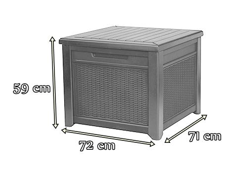 Wymiary siedziska ze schowkiem Cube Rattan