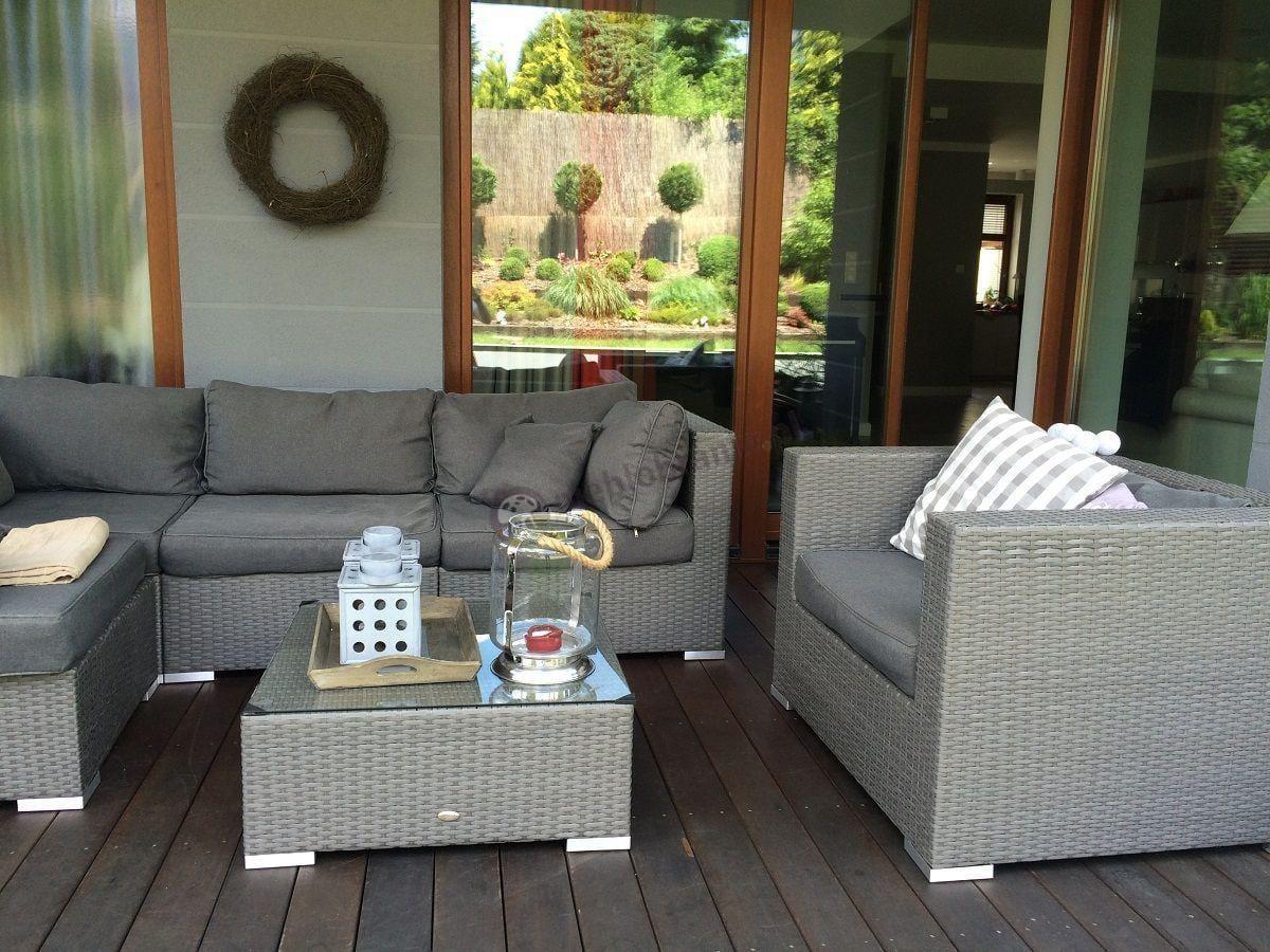 mały narożnik ciemnoszary z technorattanu