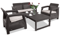 OUTLET - Komplet ogrodowy z regulowanym stolikiem Corfu Set Lyon brązowy