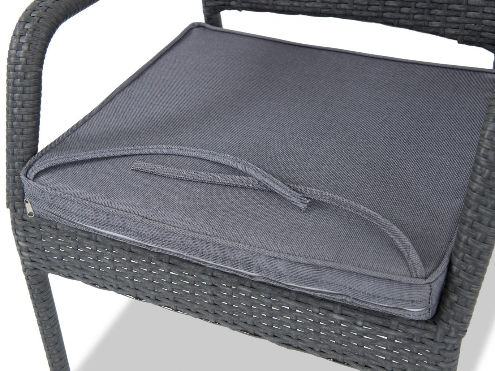 Krzesło ogrodowe z technorattanu Lautaro Anthracite - poduszka i plecionka