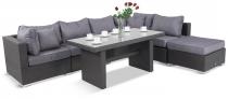 Meble technorattanowe szare z obiadowym stołem Nilamito VIII Plus Anthracite & Blue Grey