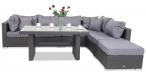 Meble technorattanowe szare z obiadowym stołem Nilamito VIII Plus Anthracite & Blue Grey