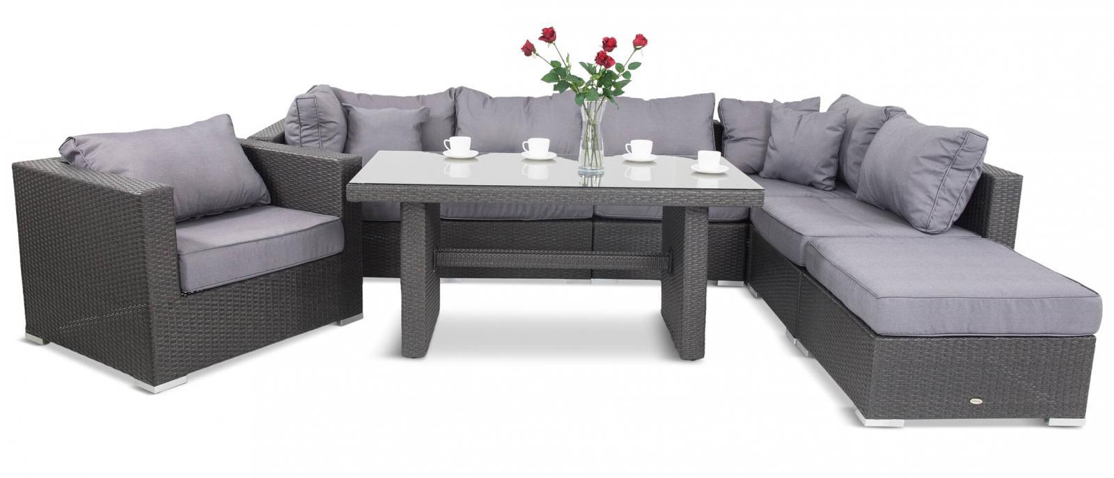 modułowy zestaw technorattanowy z fotelem i wysokim stołem