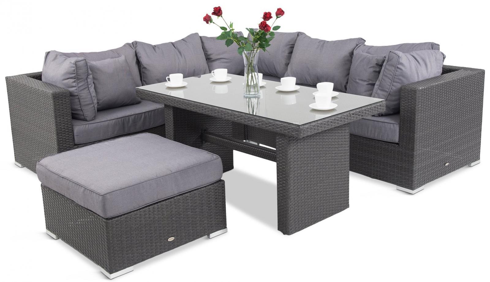 meble technorattanowe z wysokim stołem 