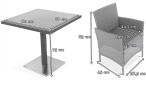 Meble obiadowe technorattanowe Primo/Flavio 4+1 Grey