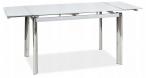 Szklany rozkładany stół GD020 biały chrom 120-180cm