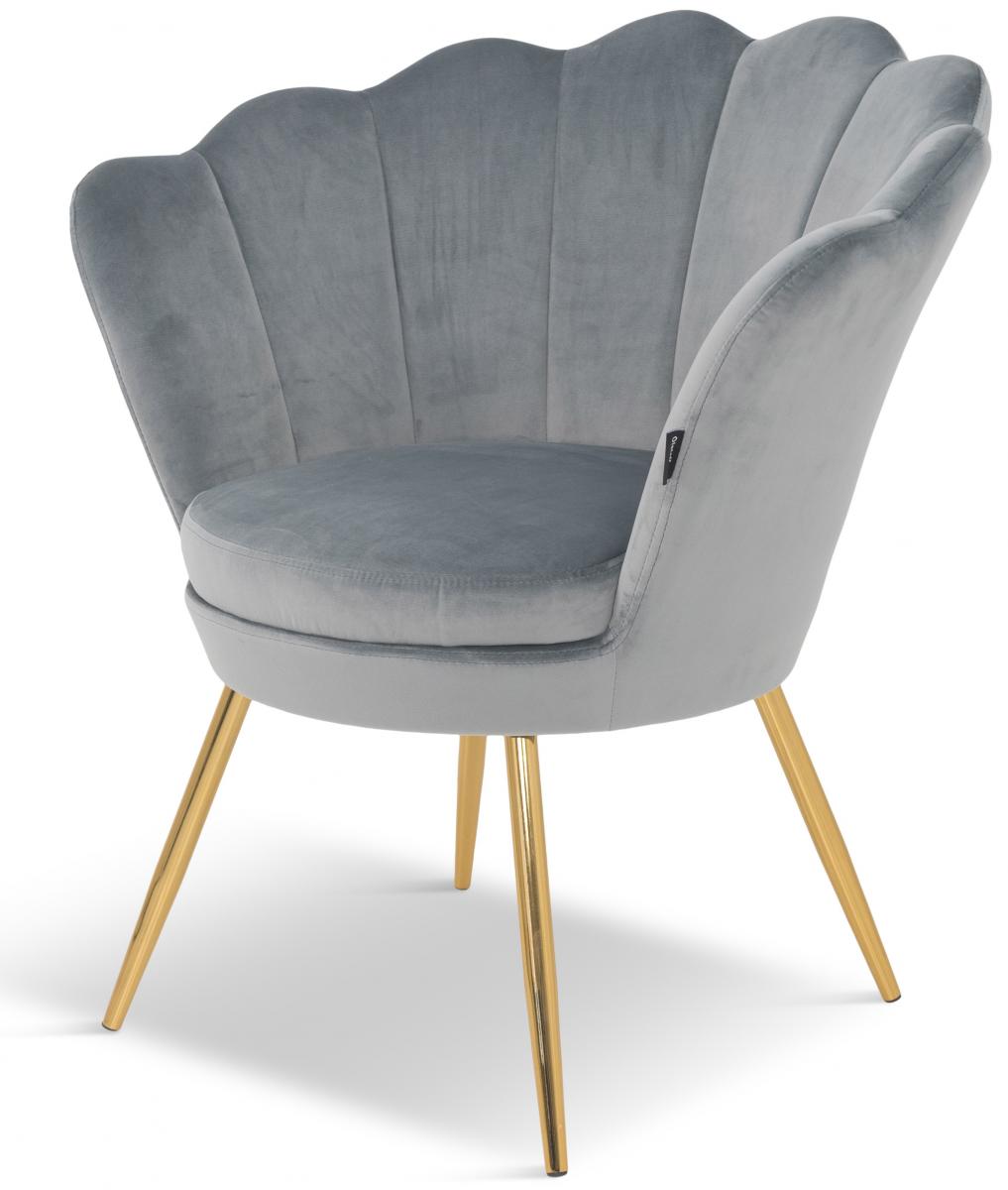 Fotel muszelka Prins jasnoszary/złoty