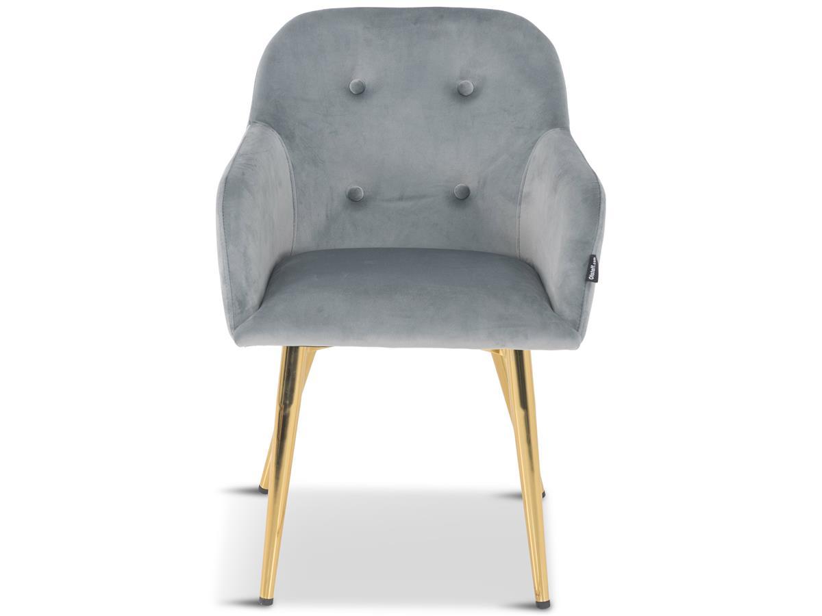 Krzesło szare tapicerowane na złotych nogach
