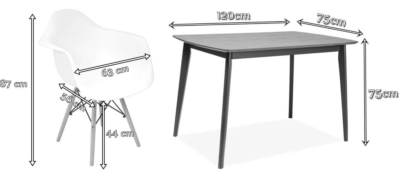 Zestaw stół i krzesła Magnus V 4 - wymiary