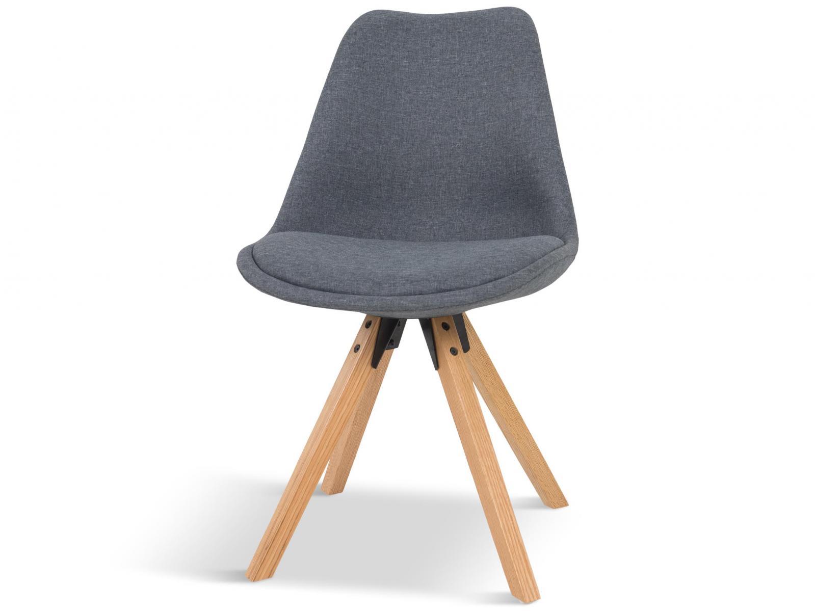 Krzesło tapicerowane szare z nogami drewnianymi i poduszką