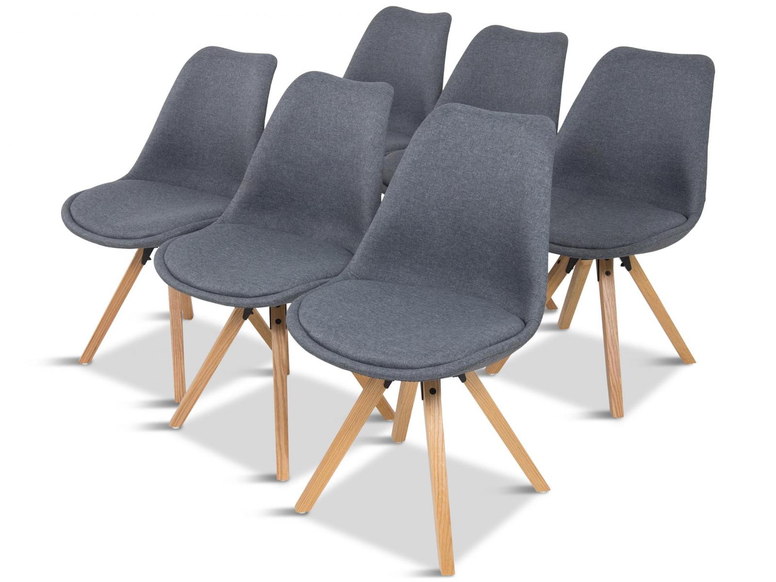 Krzesło tapicerowane szare z nogami drewnianymi i poduszką