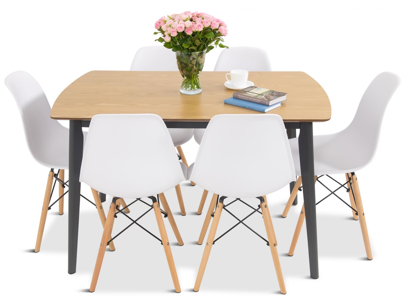 Zestaw stół + krzesła w stylu skandynawskim dla 6 osób