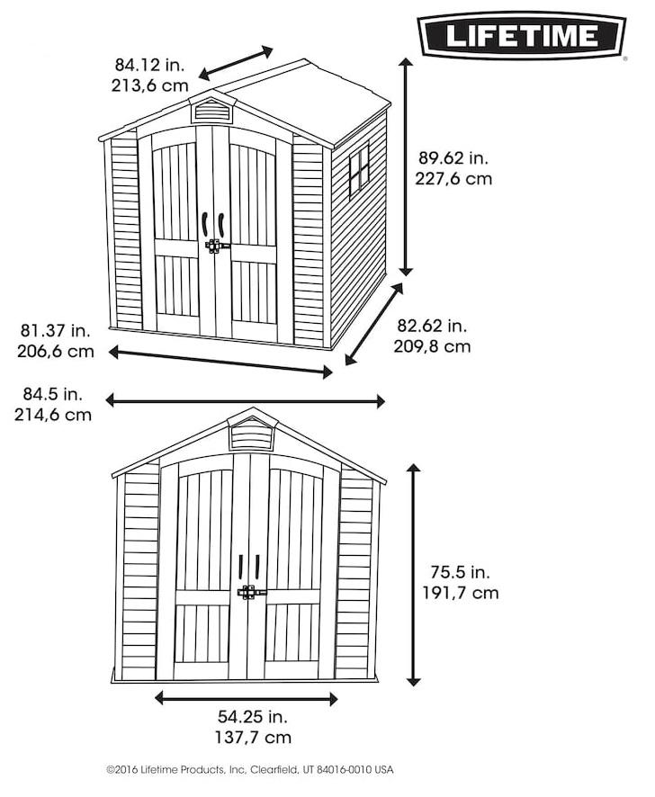 Domek narzędziowy Lifetime 213x213 wymiary