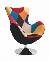BUTTERFLY halmar - fotel jajo patchwork na stalowej podstawie