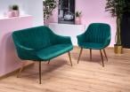 ELEGANCE 2 XL sofa dwuosobowa zielony welur złote nóżki