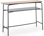 Genua KN1 konsola na czarnych nogach z drewnianym blatem 110x35x78