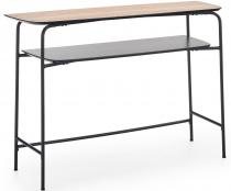 Genua KN1 konsola na czarnych nogach z drewnianym blatem 110x35x78