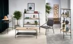 Genua KN1 konsola na czarnych nogach z drewnianym blatem 110x35x78