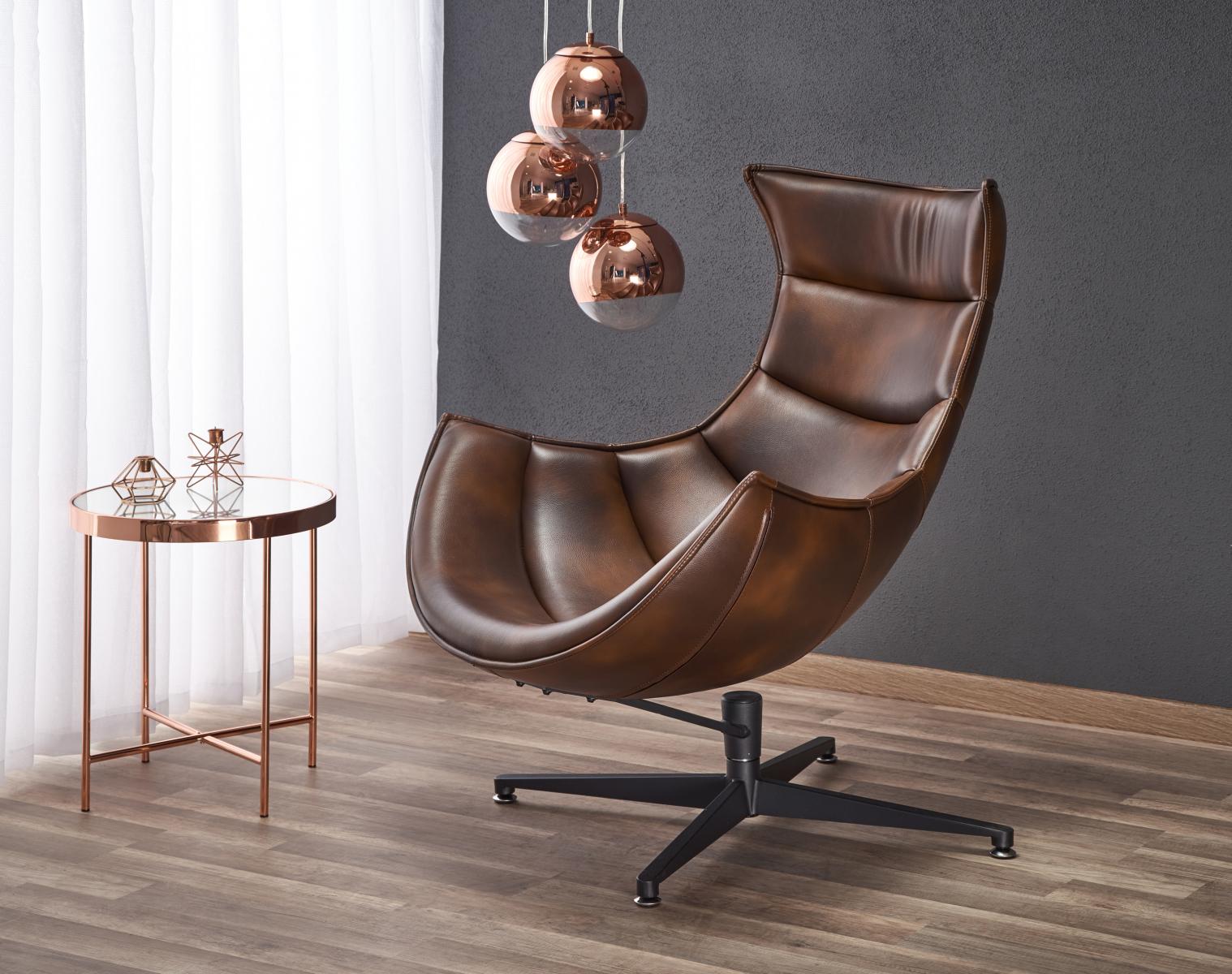 Fotel brązowy Luxor ze skóry - aranżacja