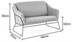 SOFT 2 XL szara sofa 2 osobowa na czarnym stelażu