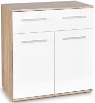 Komoda klasyczna do salonu 77x40x82 biała dąb sonoma