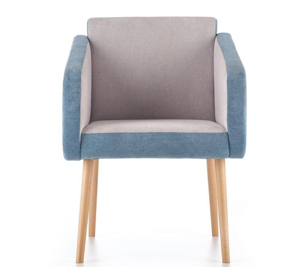 Fotel Well jasnoszary turkusowy na wysokich nogach