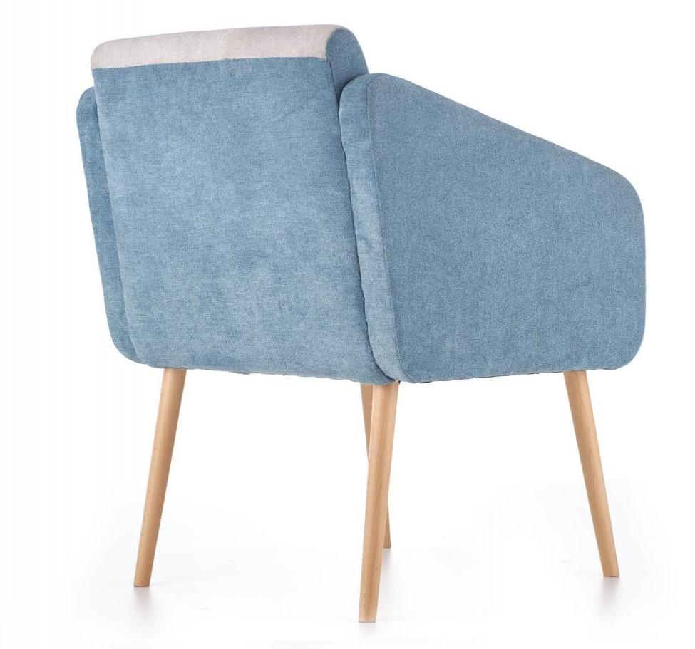 Tapicerowany fotel Well na drewnianych nogach