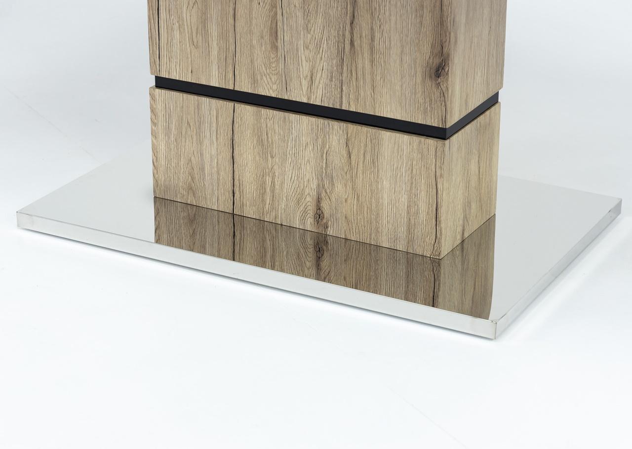 chromowana podstawa nowczesnego stołu na jednej nodze