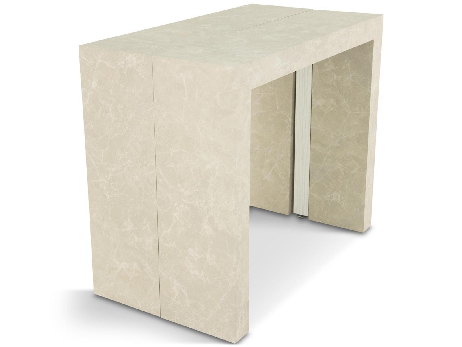 Biały stół rozkładany na stalowym stelażu Werner marmurowy