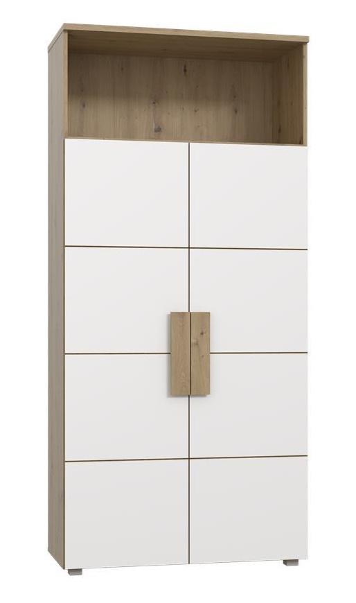 Duży zamykany regał na książki dąb i biel Forte Artisan