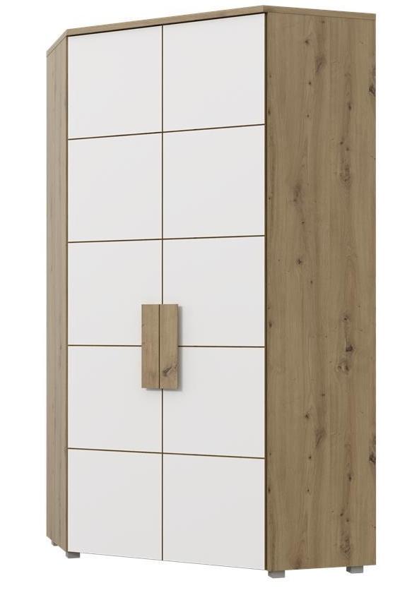 Biała narożna szafa do pokoju młodzieżowego biała