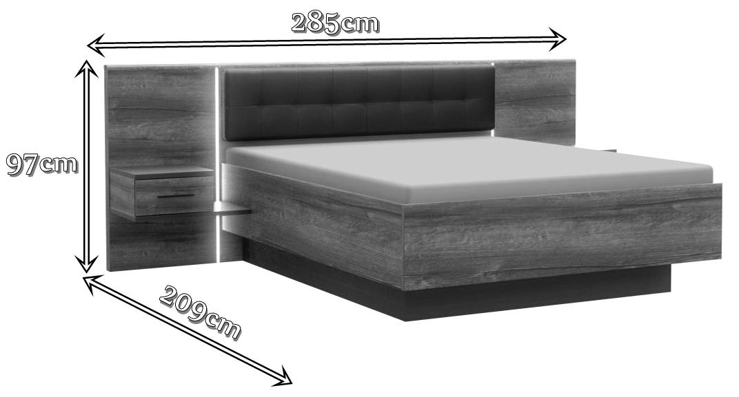 łóżko do sypialni z szafkami nocnymi dębowe - wymiary