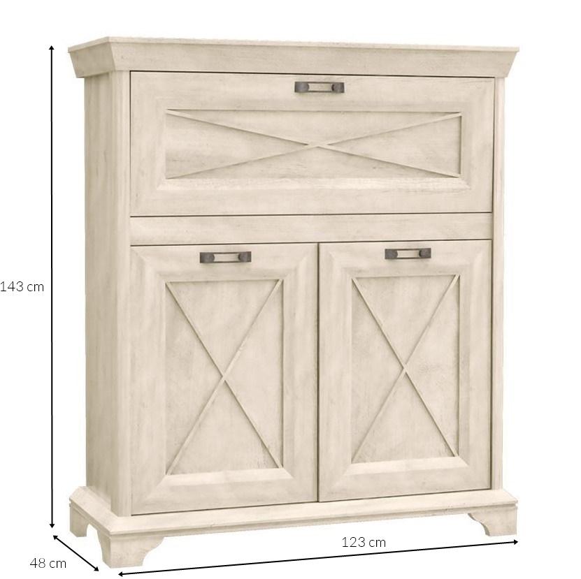 Biała komoda z barkiem na alkohol