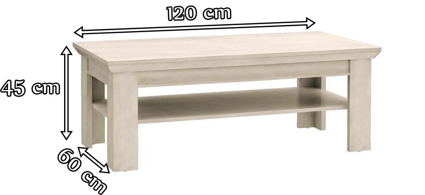 Stolik kawowy z półką w stylu prowansalskim biały