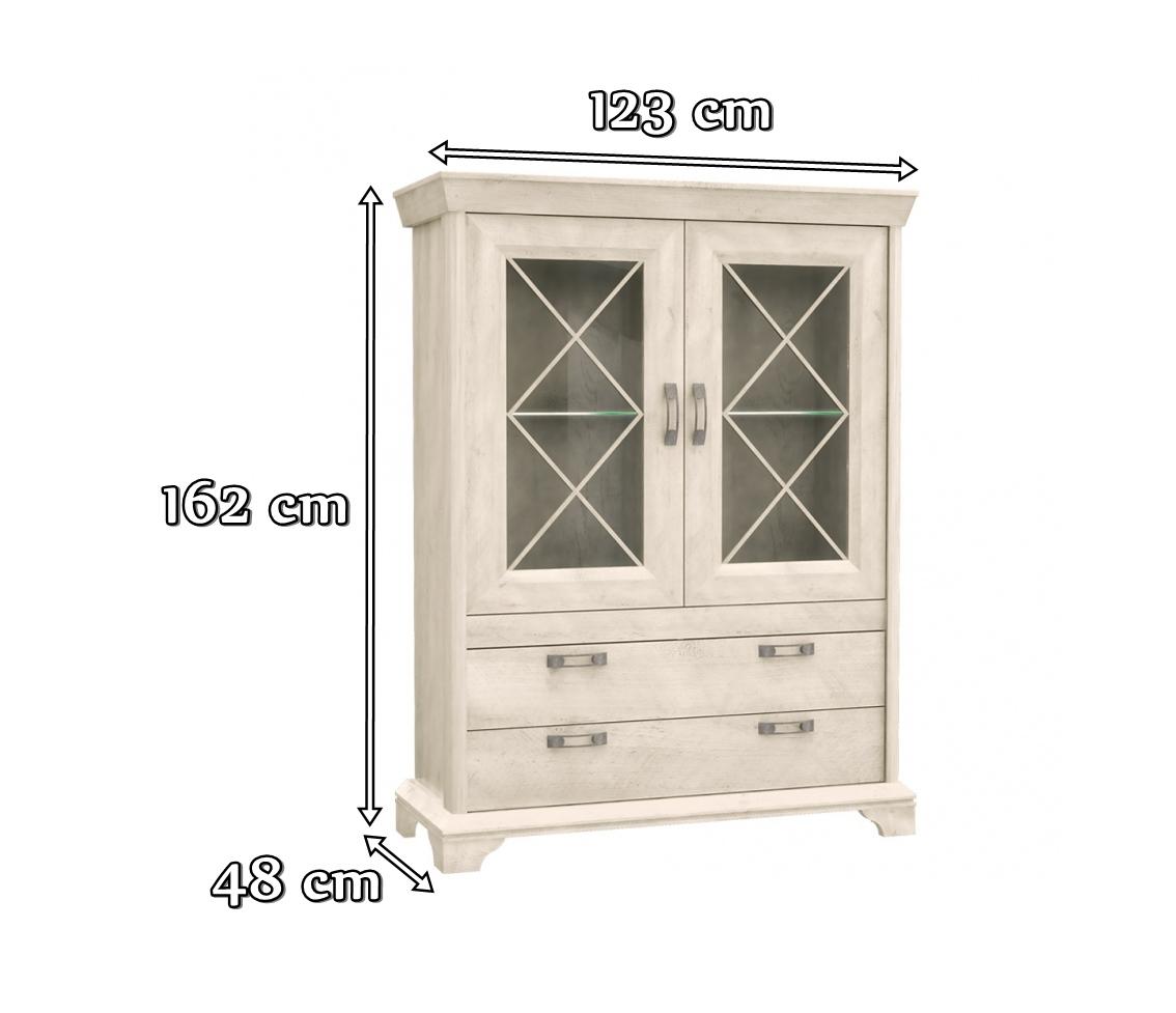 Duża witryna do salonu biała w stylu prowansalskim